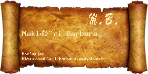 Maklári Barbara névjegykártya
