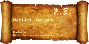 Maklári Barbara névjegykártya